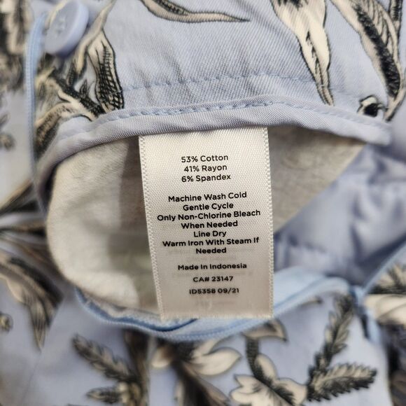 Talbots Women 12 Blue Floral Stretch High Rise Chatham Ankle Pant - Picture 7 of 11